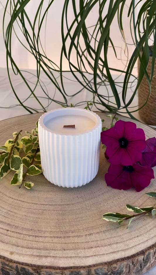 Bougie senteur Violette et rose - Rayée